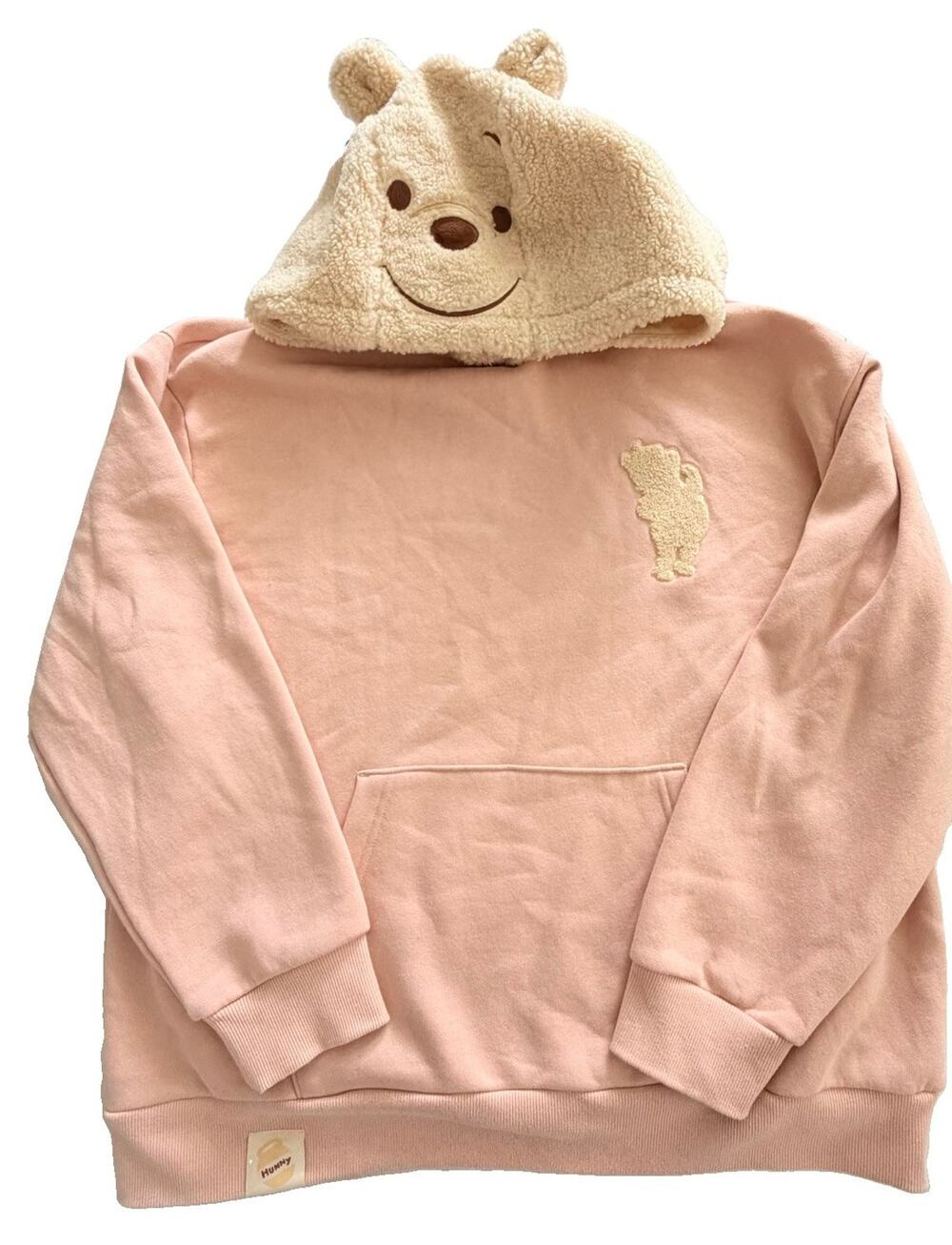 Disney Parks Disneyland Pink Winnie The Pooh Fleece Hooded Sweatshirt L EUC